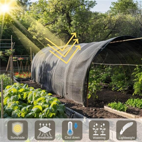 50% 6x10ft Shade Cloth with Grommets Garden Sun Mesh Sunblock UV Resistant Net - Picture 2 of 7